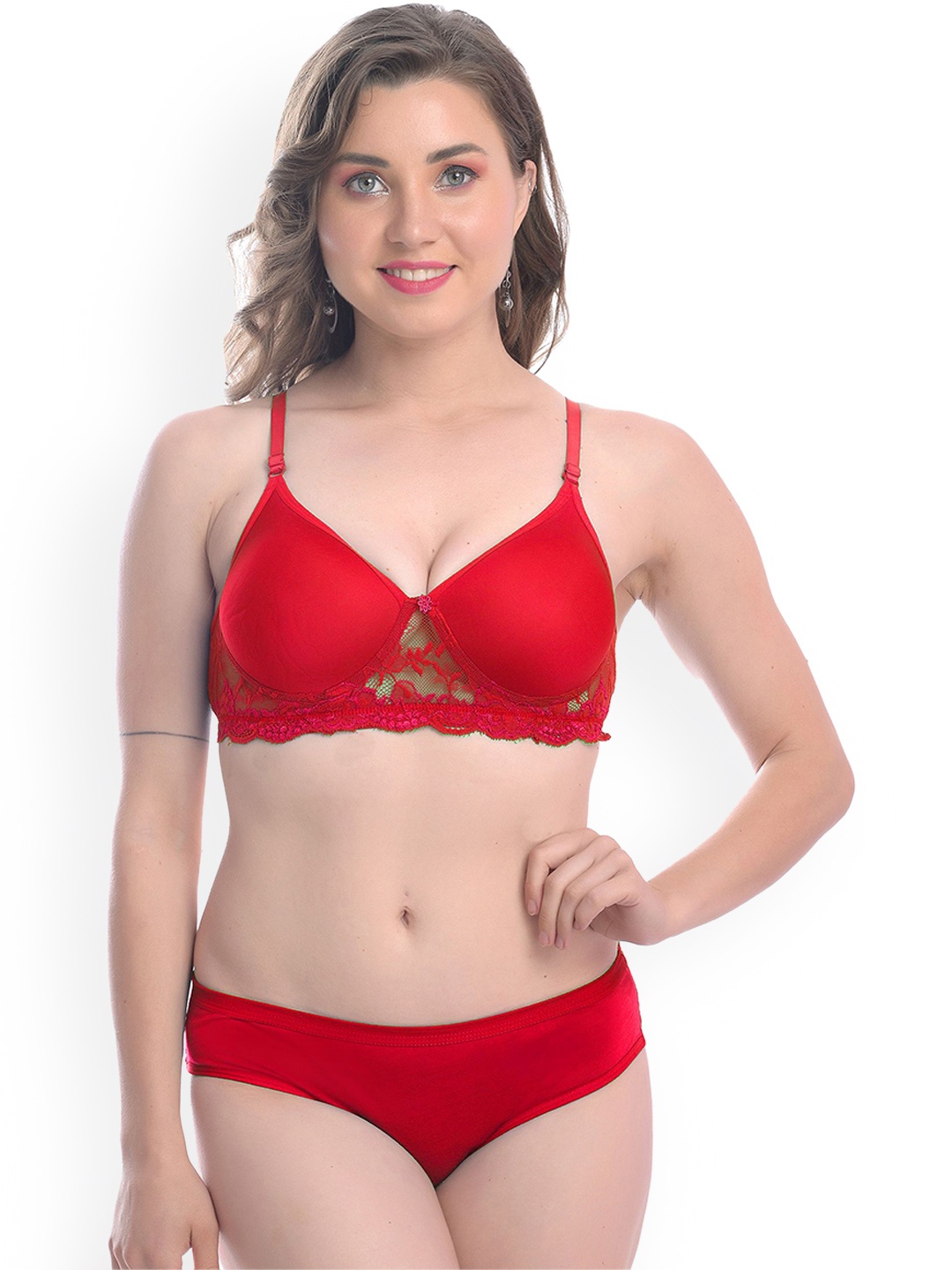 

AROUSY Lightly Padded Lingerie Set, Red