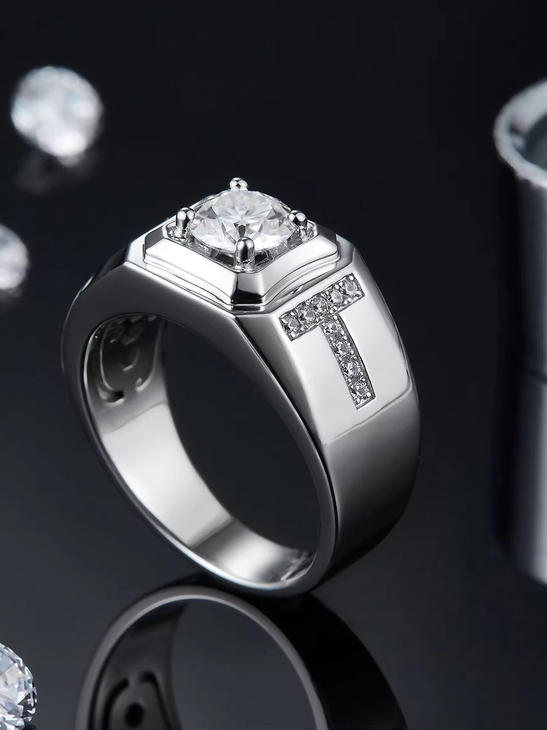 

Heer Collection Sterling Silver Plated American Diamond Stone Studded Finger Ring