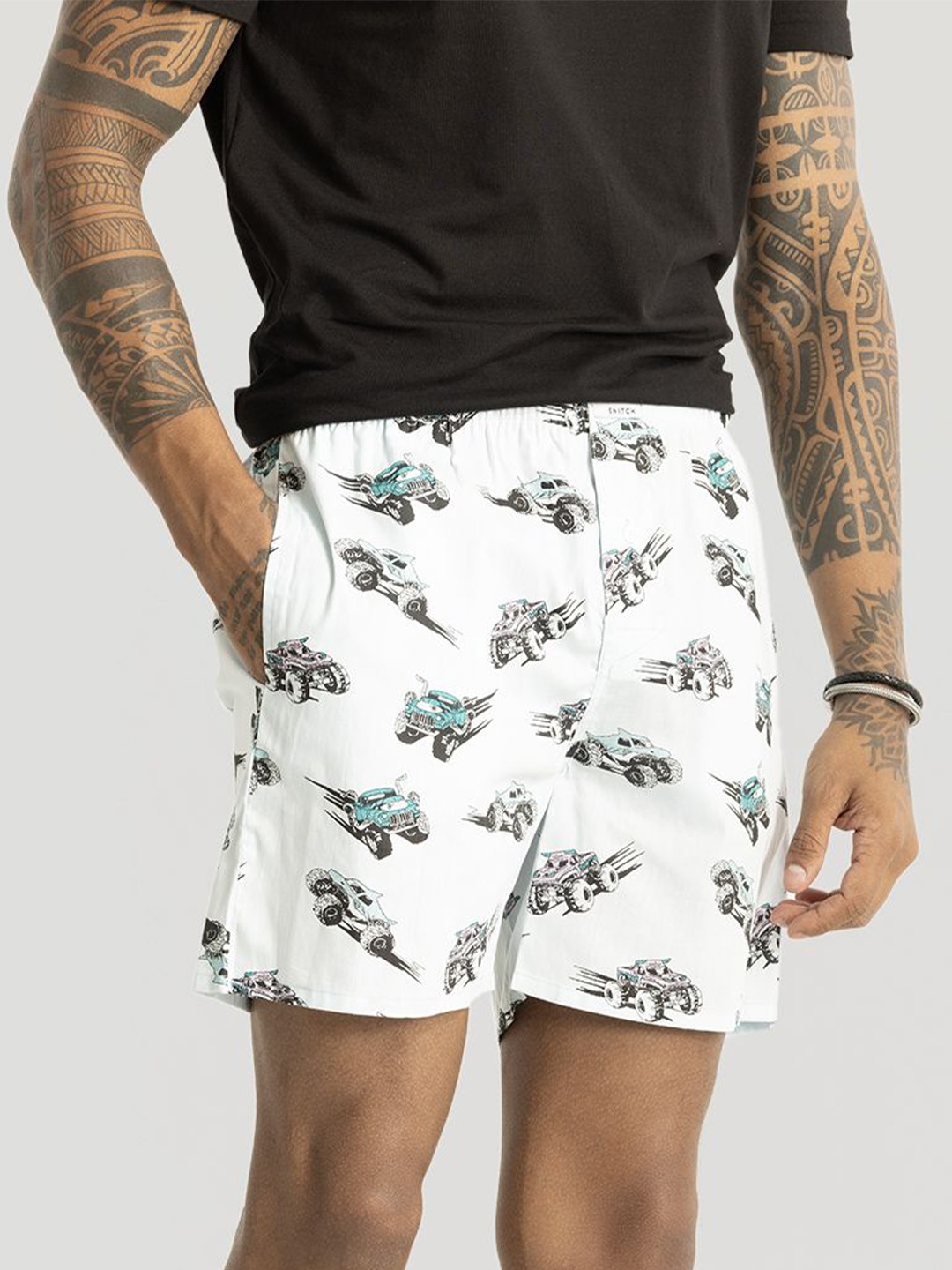 

Snitch Printed Boxers 4MSBX9237-02-S, White