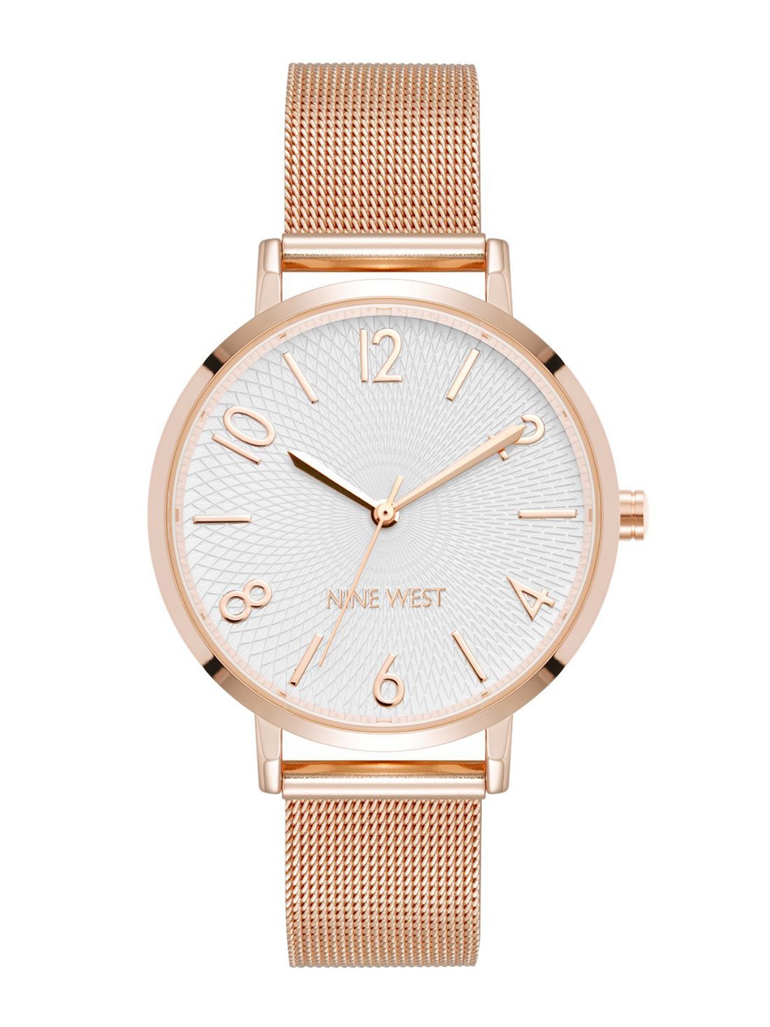 

Nine West Women Dial & Stainless Steel Bracelet Style Straps Analogue Watch NW-3062SVRG, Rose gold