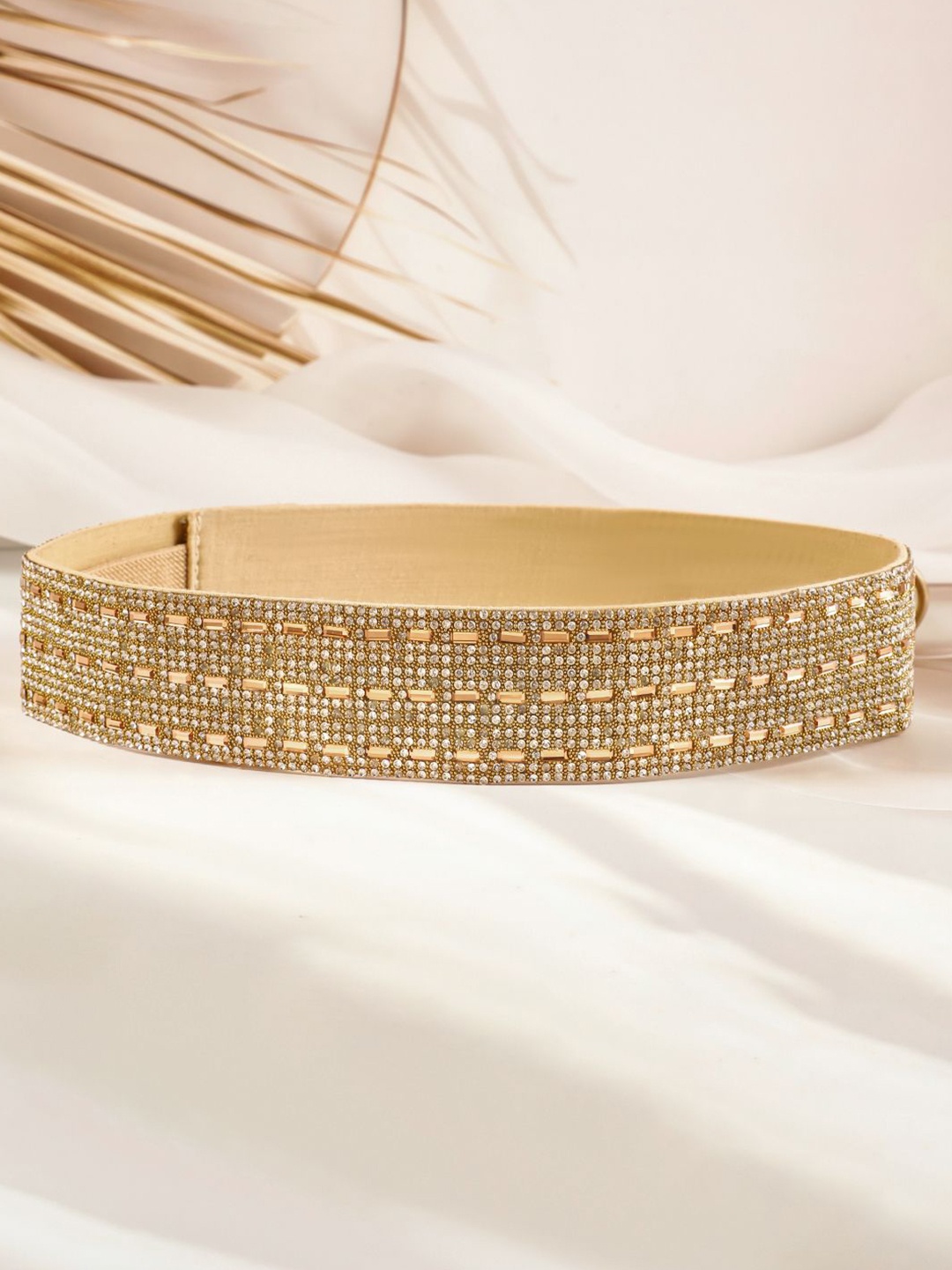 

Rubans Gold-Tone Crystal Zirconia Embellished Adjustable Waist Belt Saree Accessory