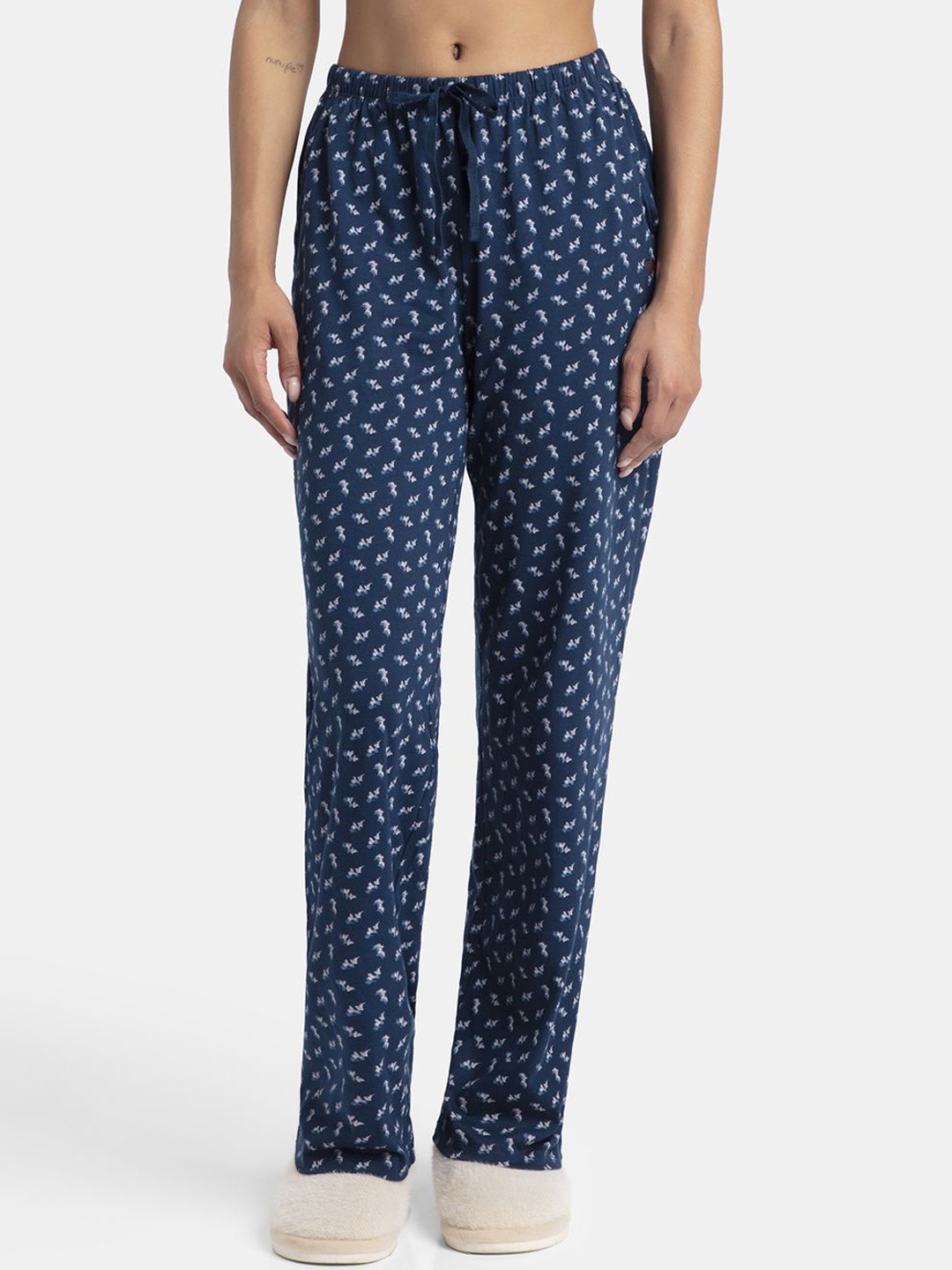 

Jockey Super Combed Cotton Printed Relaxed Fit Pyjama with Convenient Side Pockets - RX88, Blue