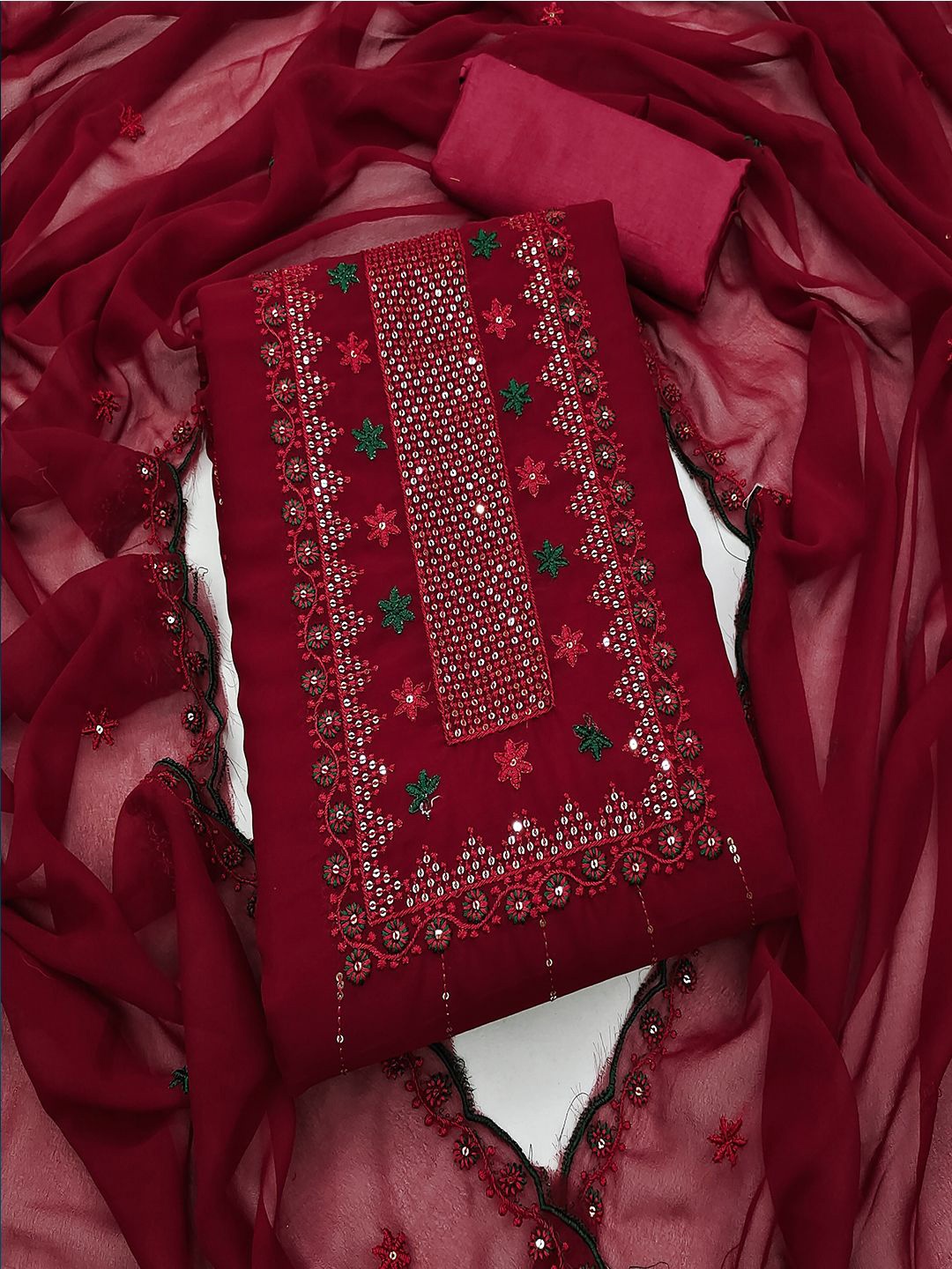 

MISS VERVE Unstitched Dress Material, Maroon