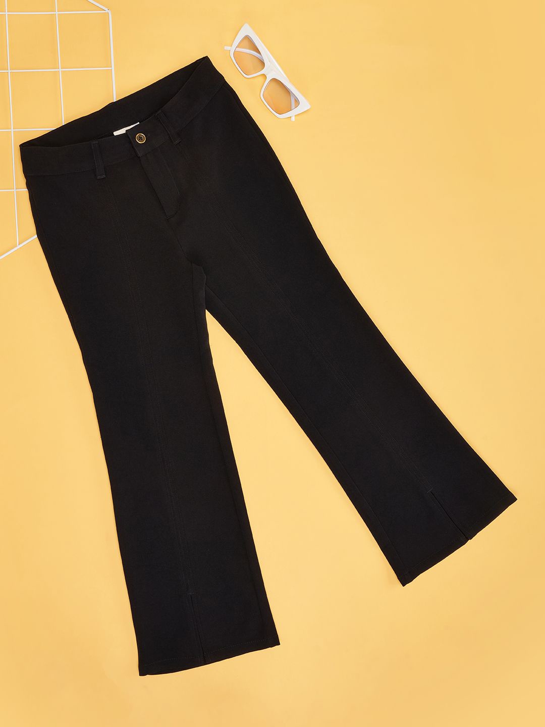 

Pantaloons Junior Girls Mid-Rise Trousers, Black