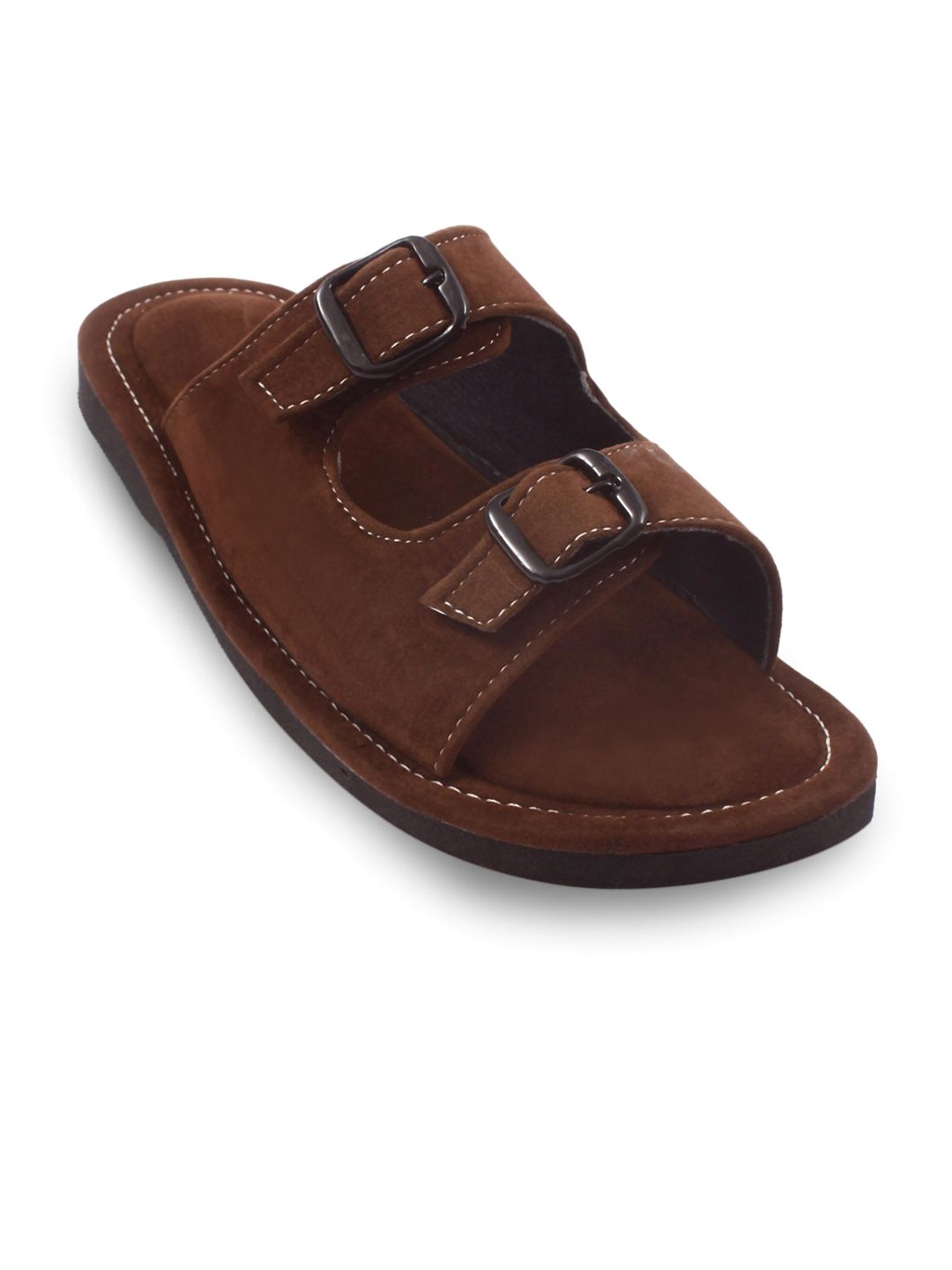 

Apratim Men Open Toe Flats with Buckles, Brown