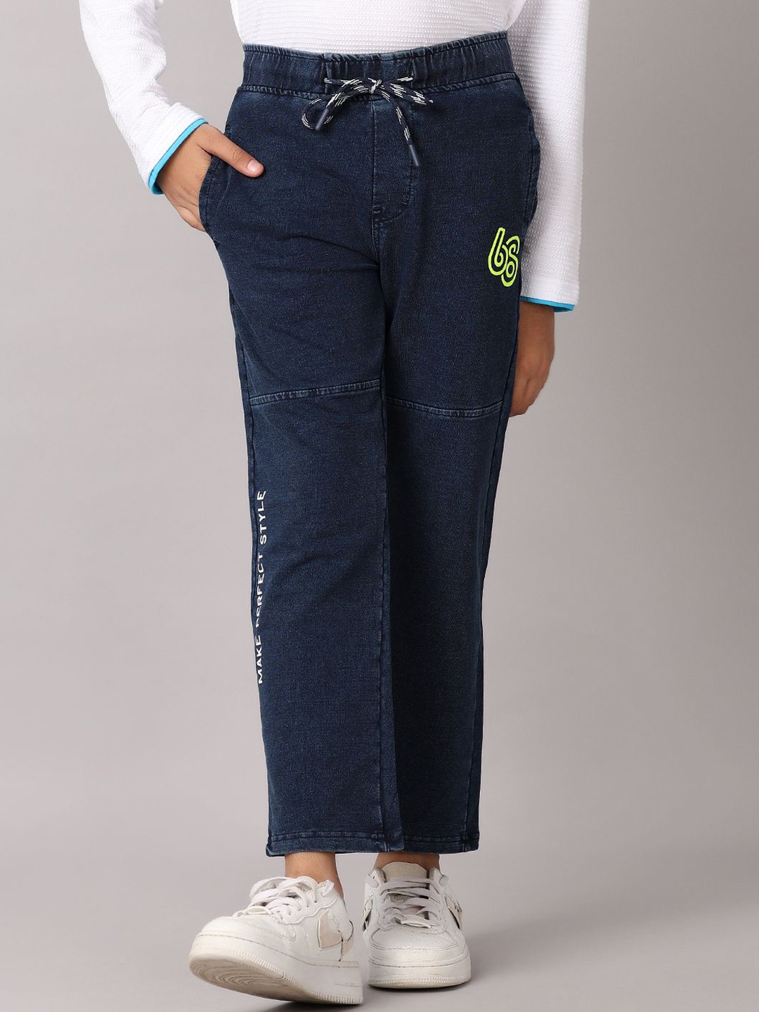 

V-Mart Boys Typography Mid-Rise Track Pants, Blue