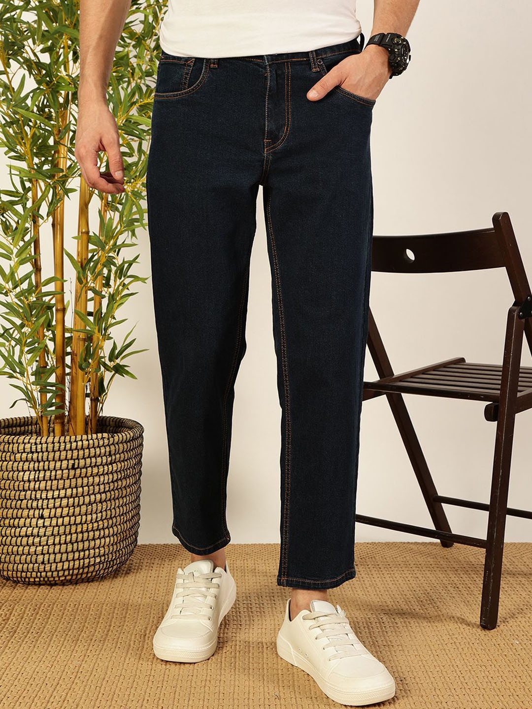 

Mast & Harbour Men Smart Tapered Fit Stretchable Jeans, Blue
