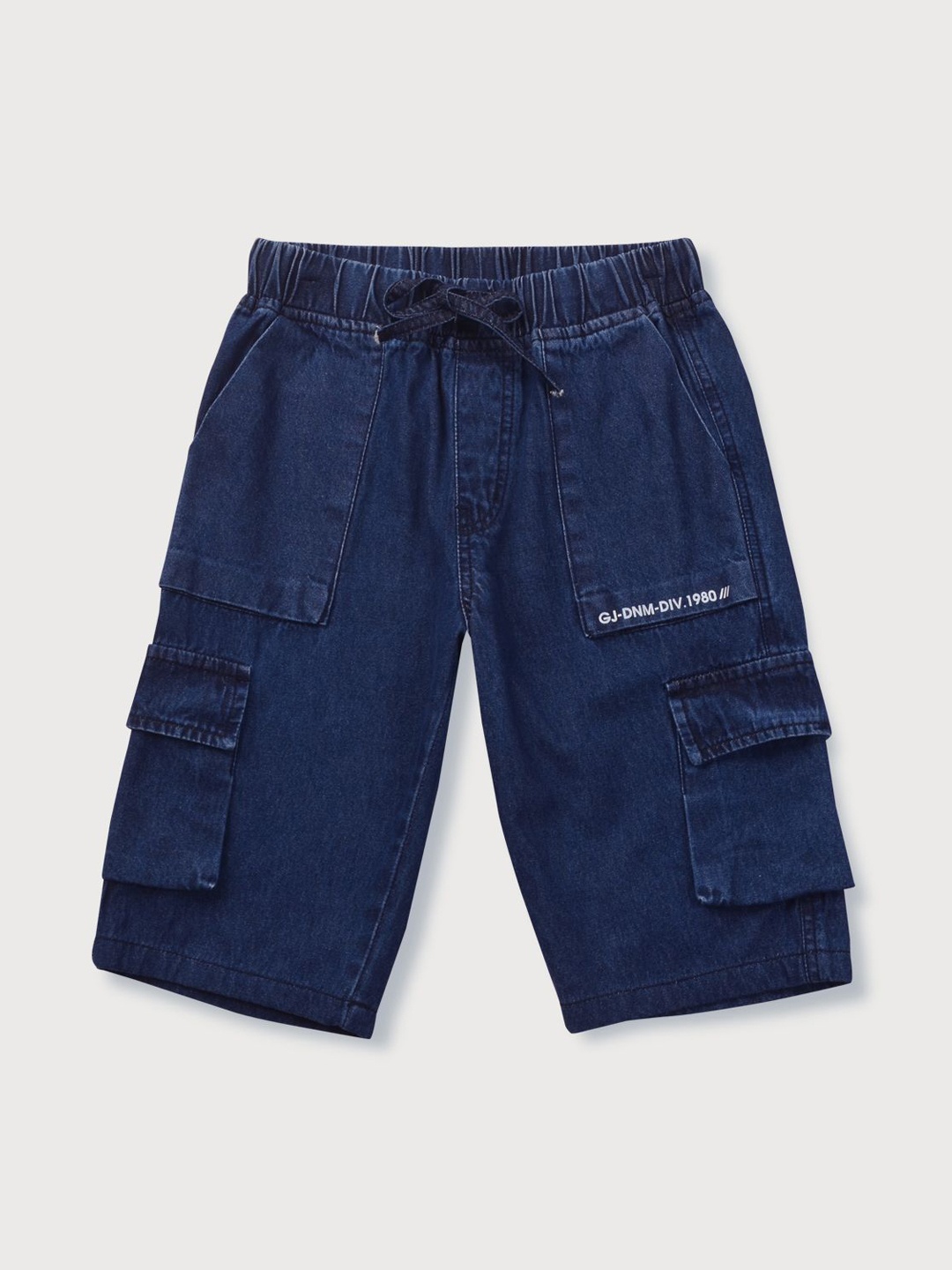 

Gini and Jony Typography Boys Typography Washed Denim Shorts, Blue