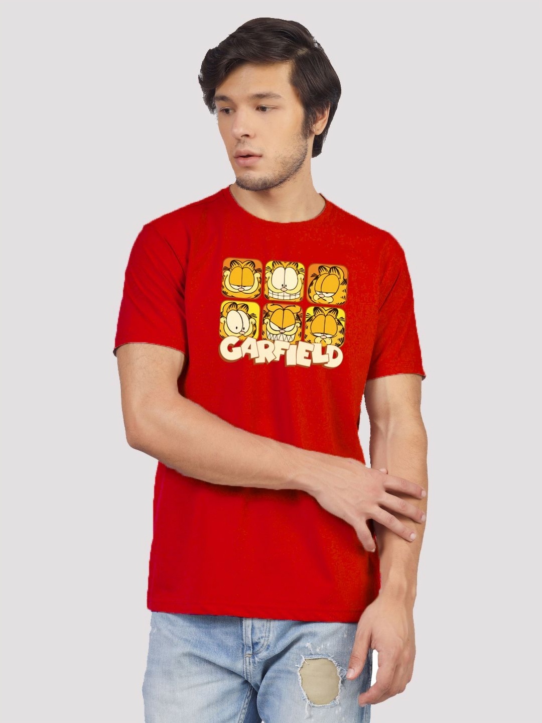 

Greylongg Men Printed Applique T-shirt, Red