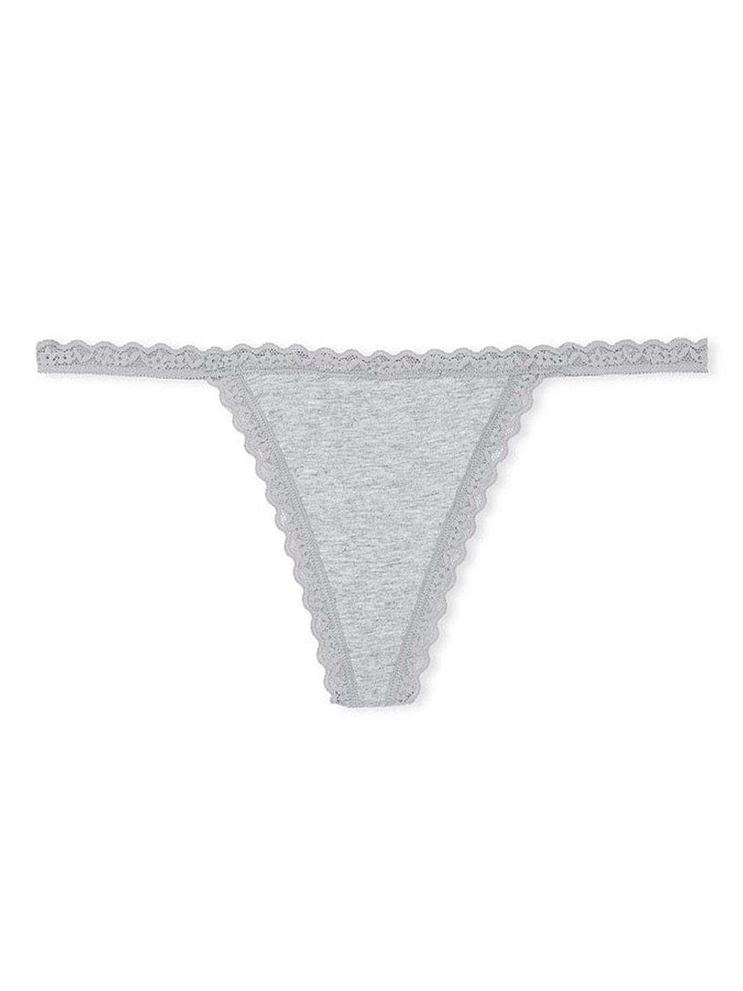 

Victoria's Secret Women Lace-Trim Low Rise Thong Briefs, Grey