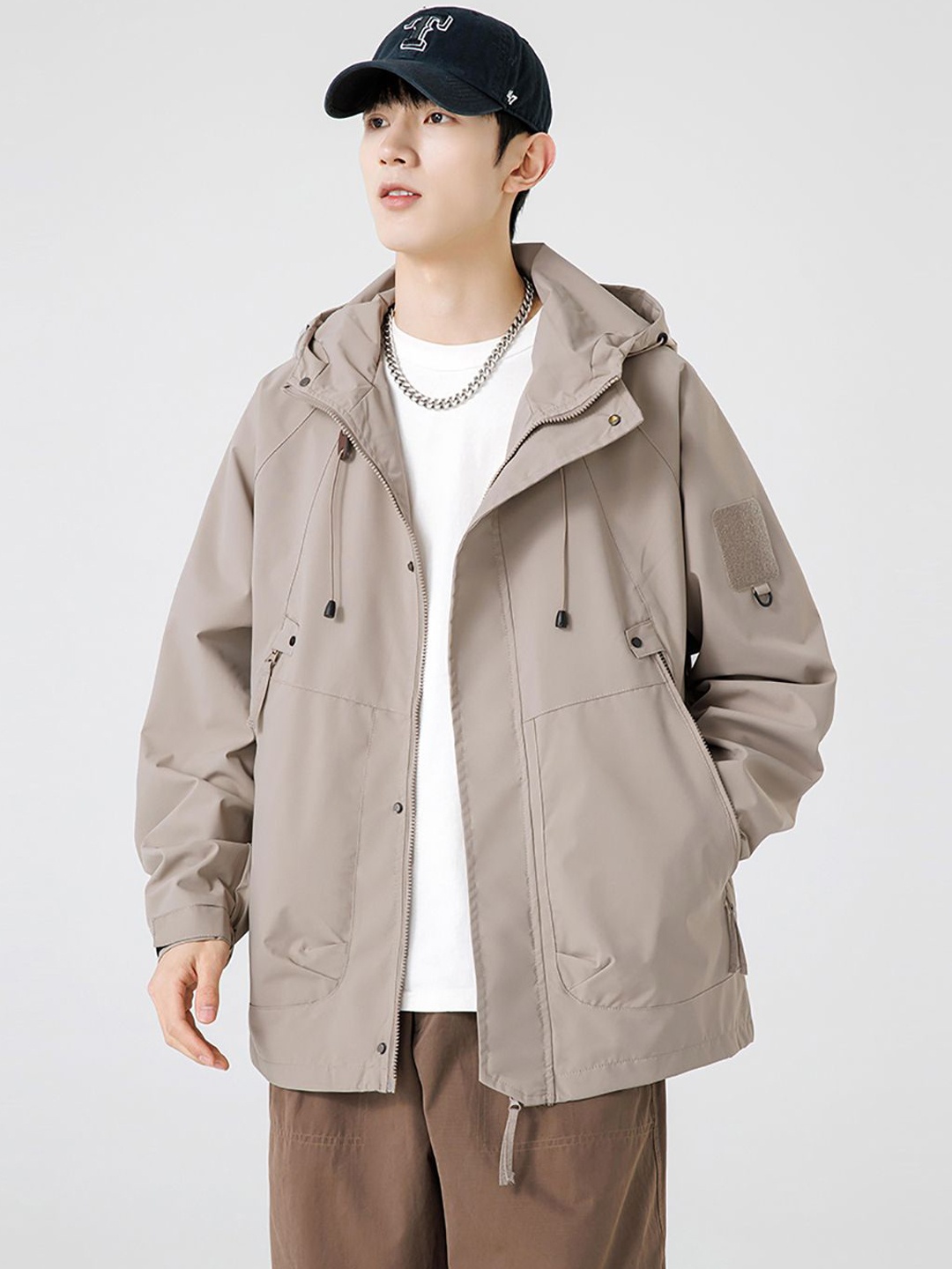 

StyleCast x Revolte Men Open Front Hooded Jacket, Grey