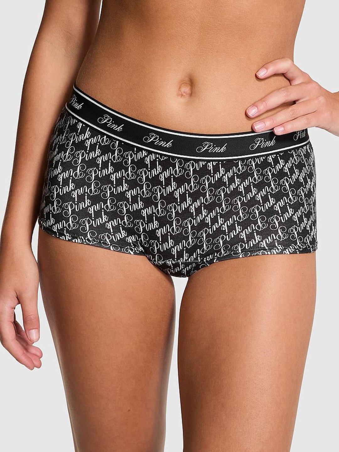 

Victoria's Secret Printed Cotton Boy shorts Brief 112458356DAK, Black