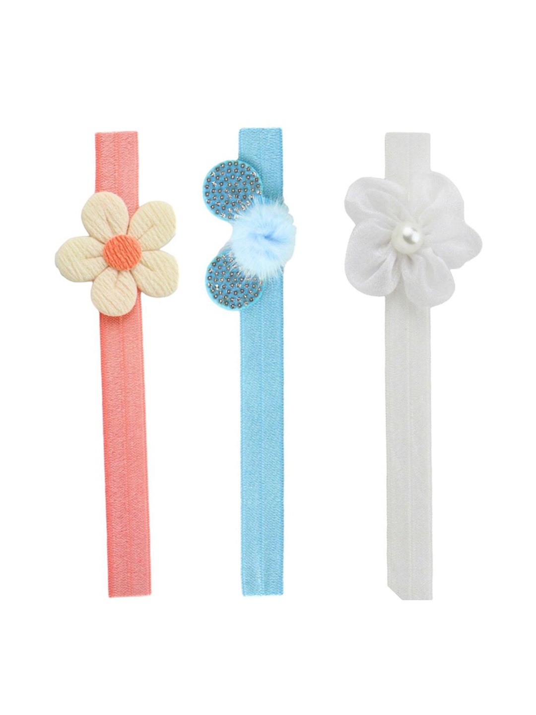 

BAESD Girls Pack of 3 Cotton Flower & Mini Mouse Bandana Headband, White