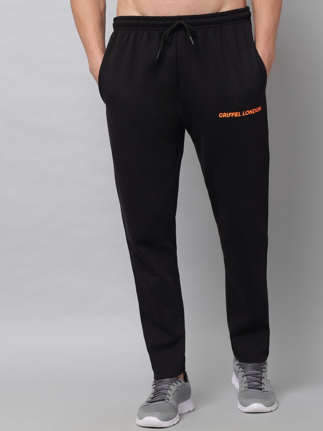 

GRIFFEL Men Mid-Rise Track Pants, Black