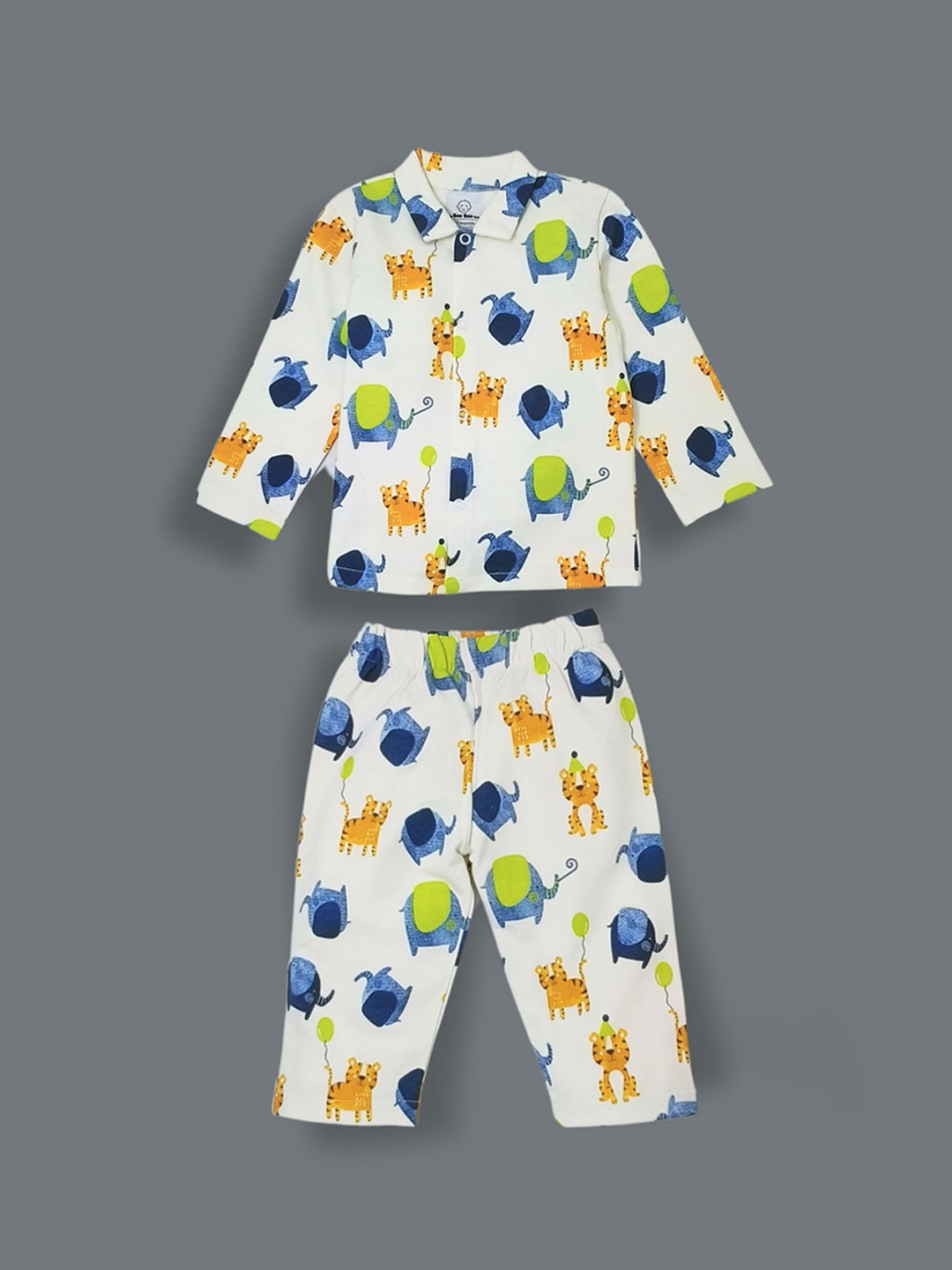 

The Boo Boo Club Kids Conversational Printed Pure Cotton Night suit, White