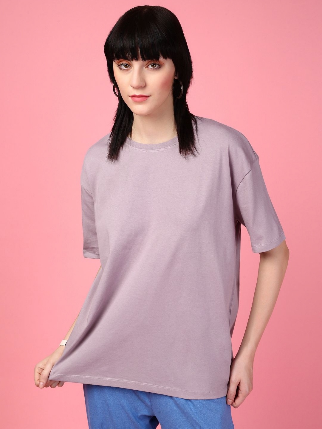 

DressBerry Women Drop-Shoulder Sleeves T-shirt, Purple