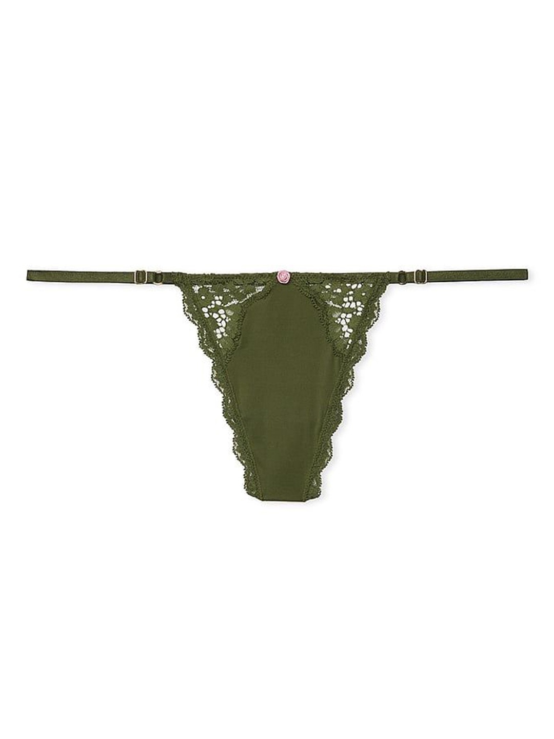 

Victoria's Secret Women Lace Low-Rise Thong Briefs, Olive
