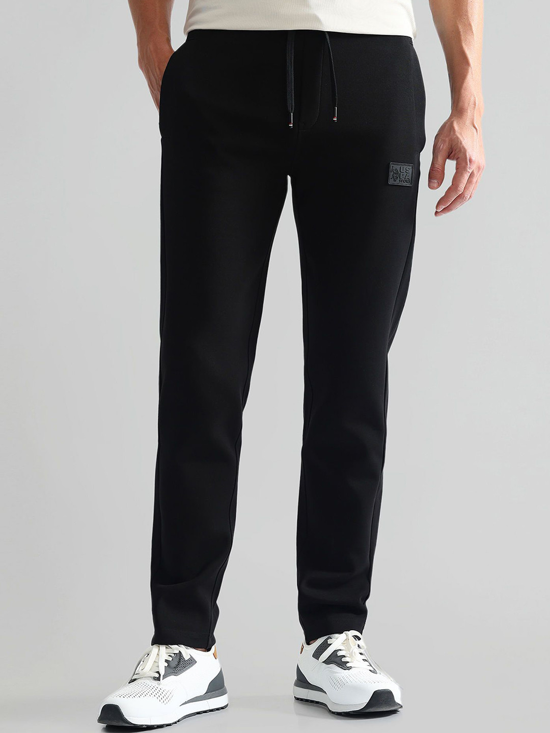 

U.S. Polo Assn. Men Solid Cotton Slim-Fit Track Pants, Black