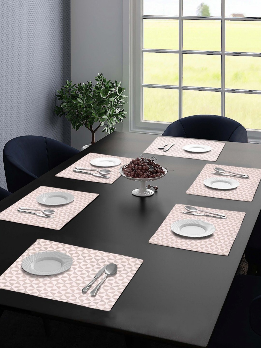 

Saral Home Beige 6 Pieces Geometric Printed Cotton Table Placemats