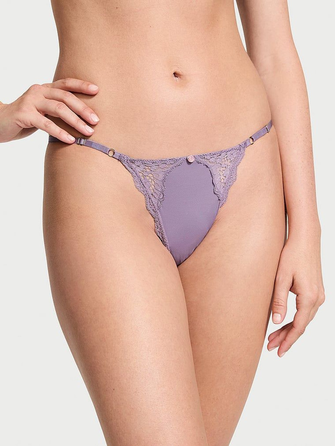 

Victoria's Secret Women Self Design Thong Briefs 1125481501P2, Purple