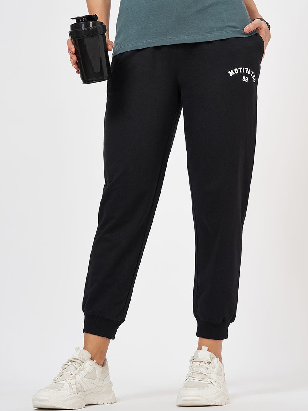 

Ajile by Pantaloons Women Pure Cotton Joggers, Black