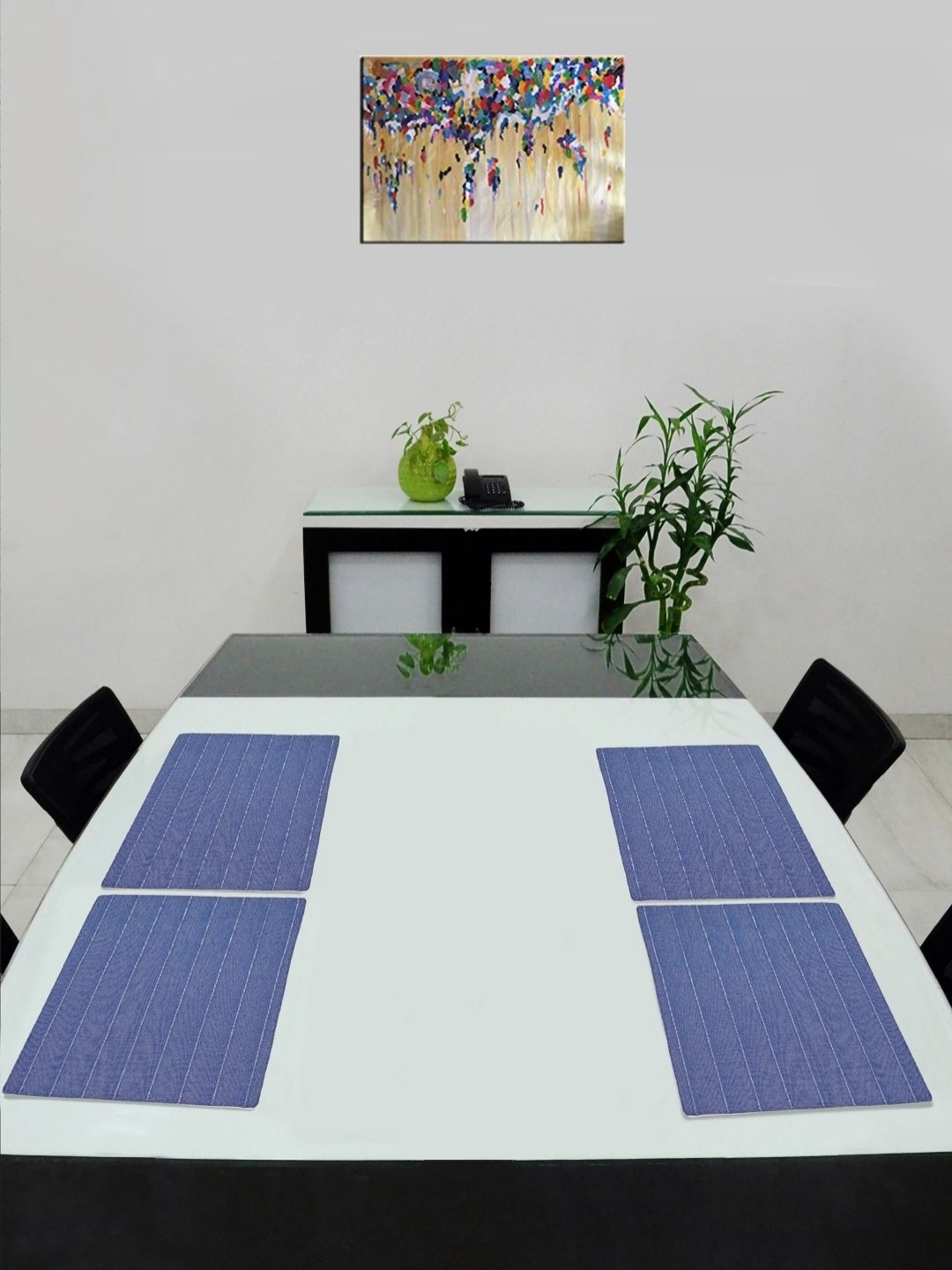 

Saral Home Blue 4 Pieces Cotton Textured Table Placemats