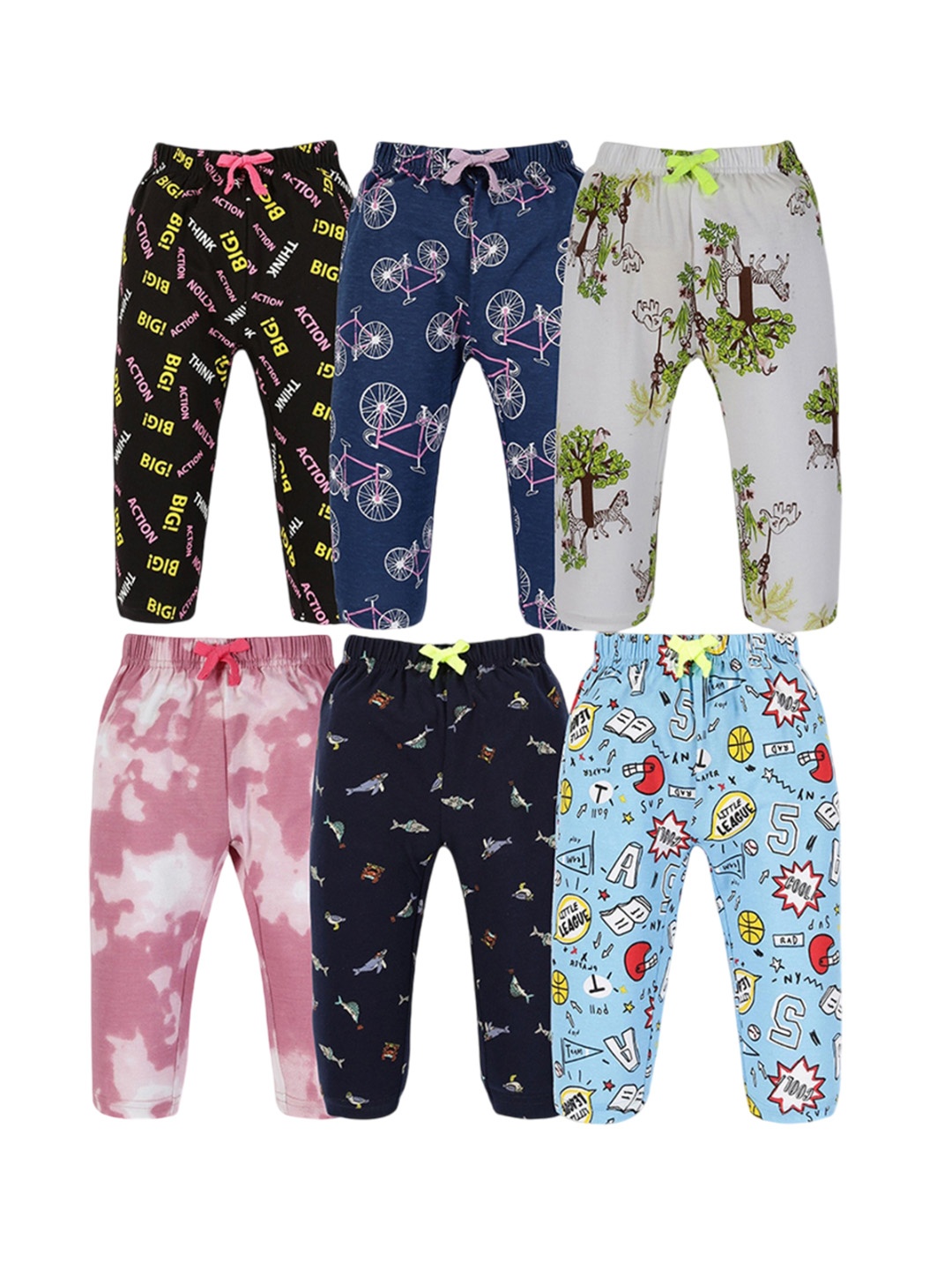 

3PIN Pack Of 6 Boys Printed Track Pants, Blue