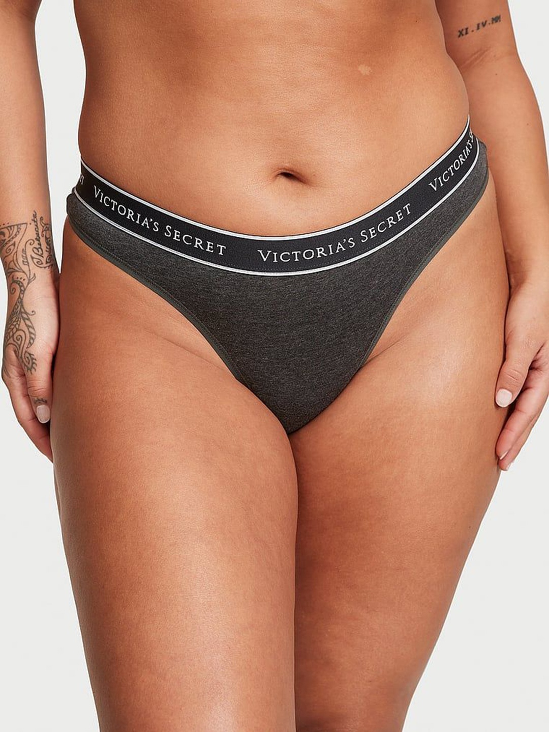 

Victoria's Secret Women Mid-Rise Thong Briefs, Grey
