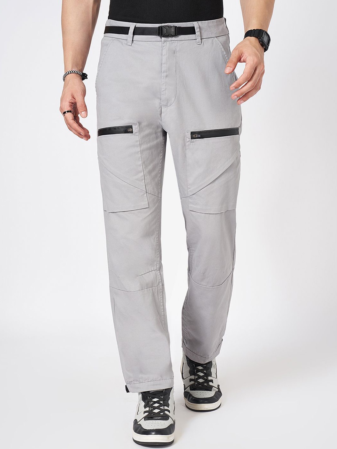 

Street 808 by Pantaloons Pure Cotton High Rise Trousers, Grey
