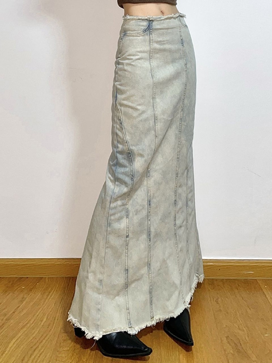 

KPOP Women Straight Maxi Skirts, Grey