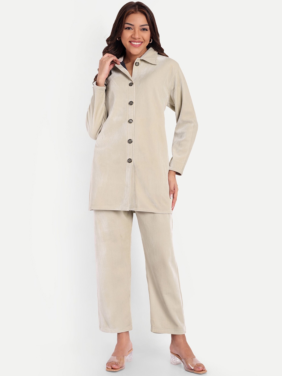

HAUTEMODA Shirt & Trouser Co-Ords, Cream