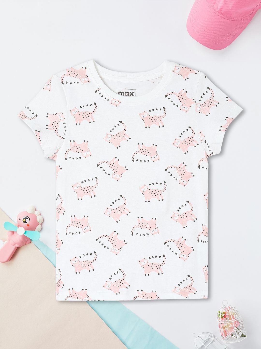

max Girls Printed Applique T-shirt, Off white