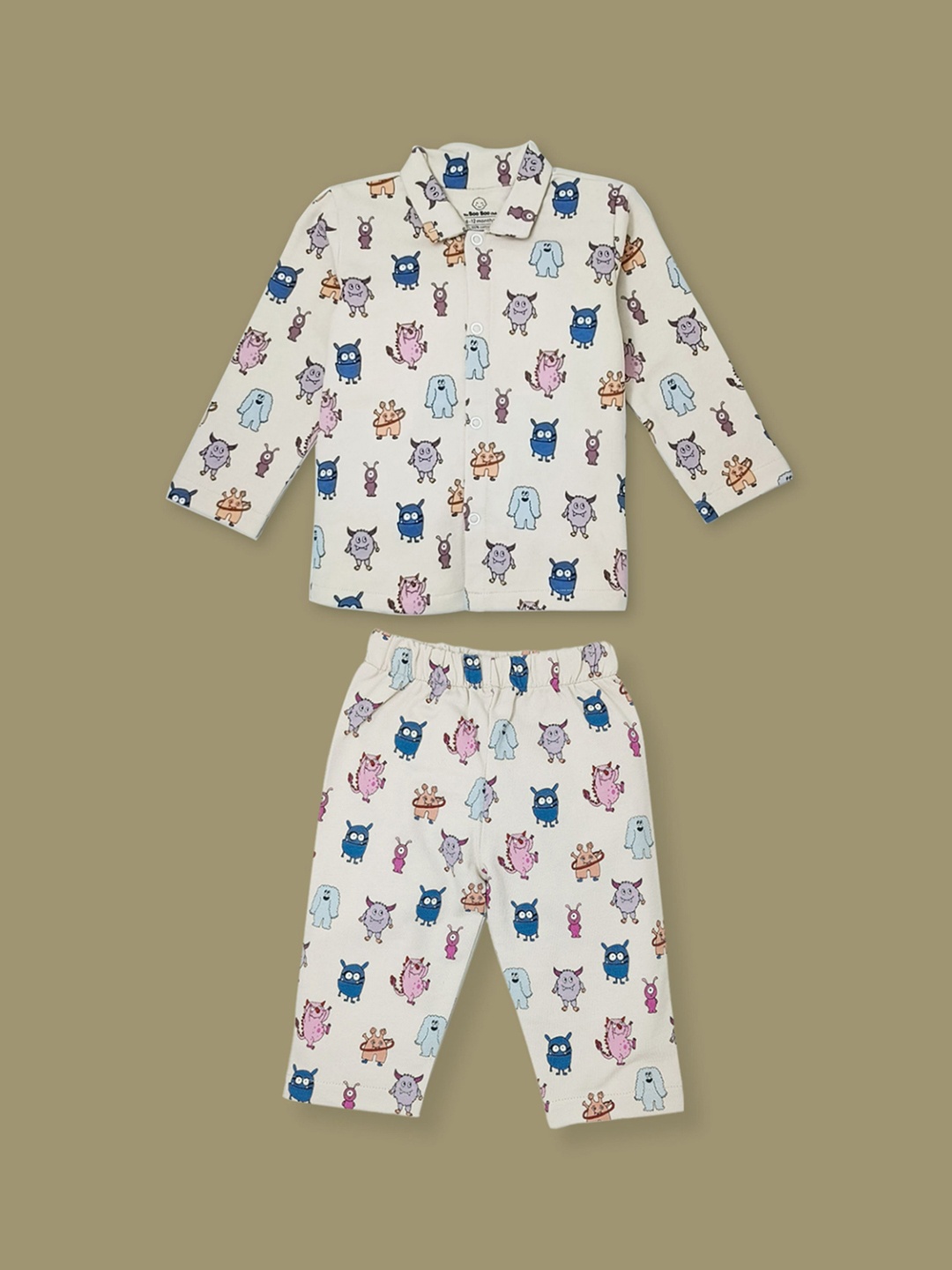 

The Boo Boo Club Kids Cartoon Characters Cartoon Printed Night suit, Beige