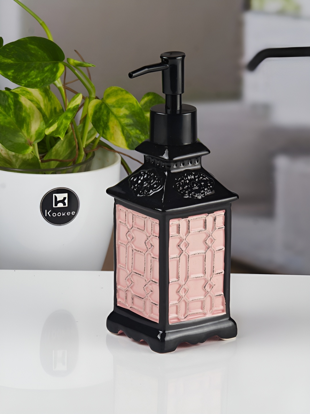 

Kookee Pink Abstract Ceramic Soap Dispenser