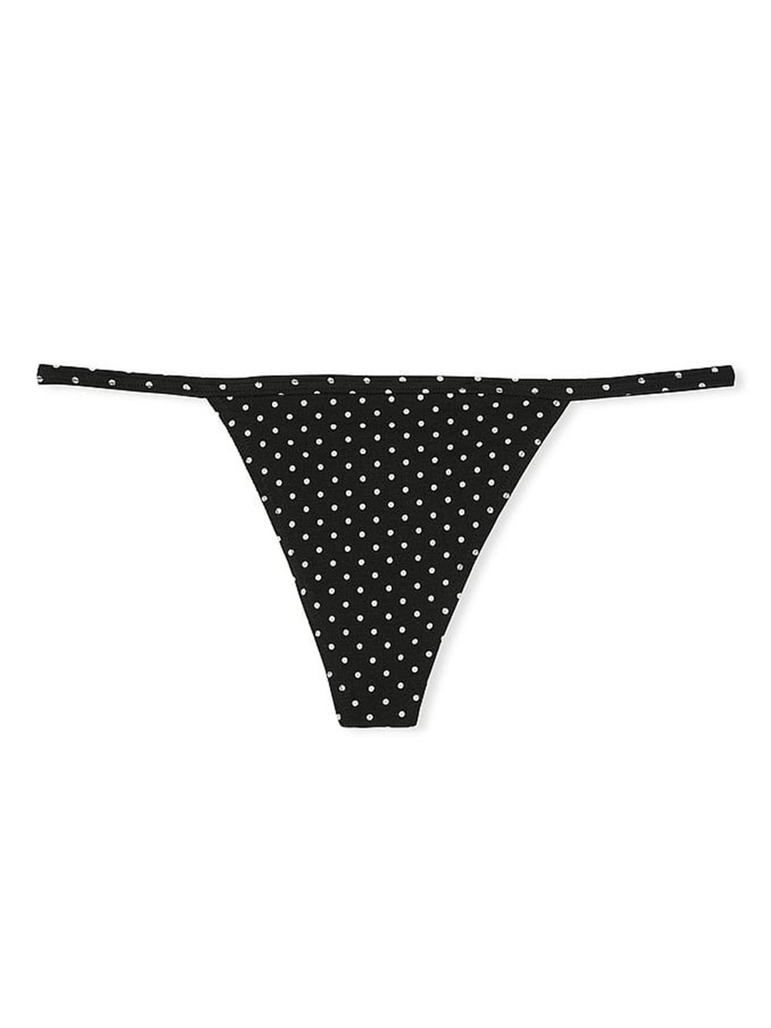 

Victoria's Secret Women Polka Dots Printed V-String Thong Brief, Black