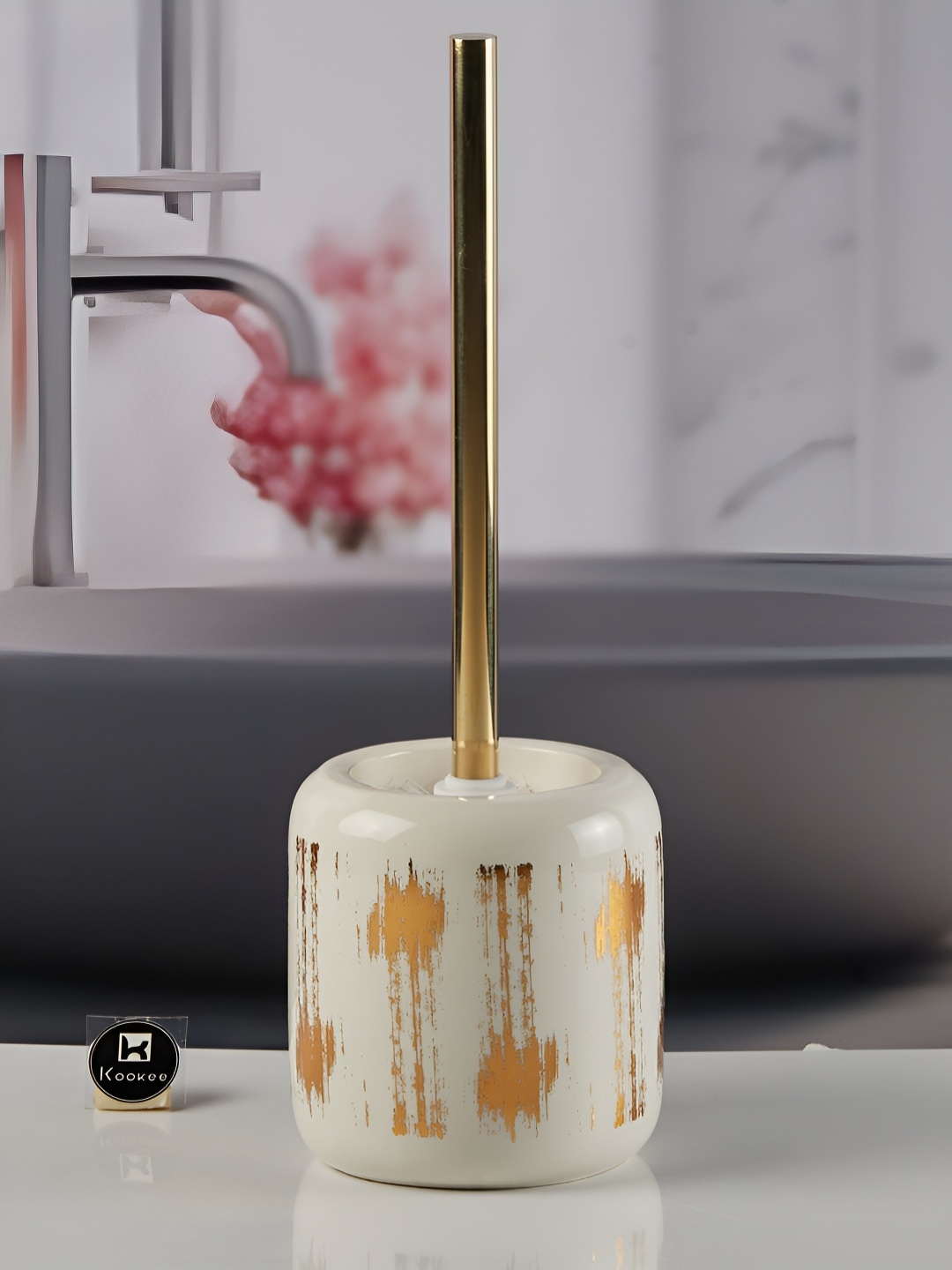 

Kookee Multicoloured Abstract Ceramic Toilet Brush Holder, Multi