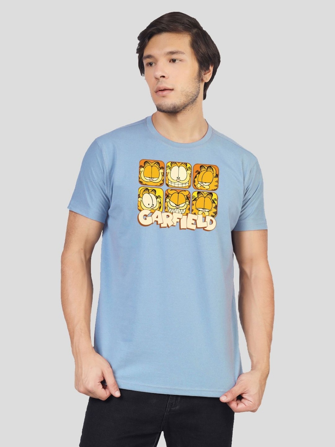 

Greylongg Men Printed Applique T-shirt, Blue