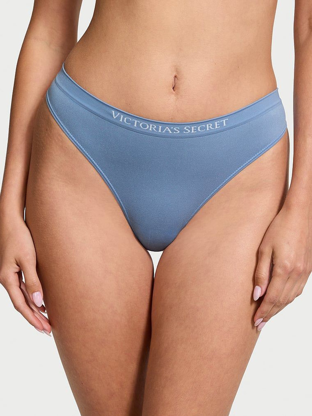 

Victoria's Secret Women Solid Low Raise Seamless Thong Briefs 112207113JSD, Blue