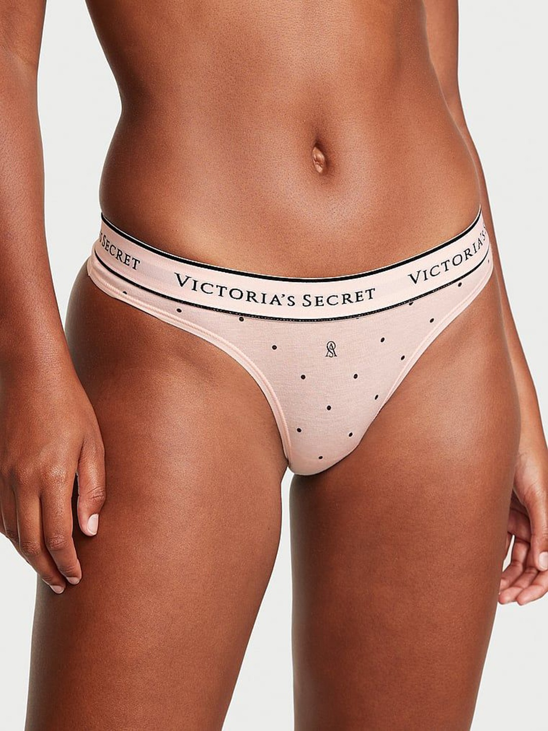 

Victoria's Secret Women Brand Logo Printed Low-Rise Thongs Briefs, Pink