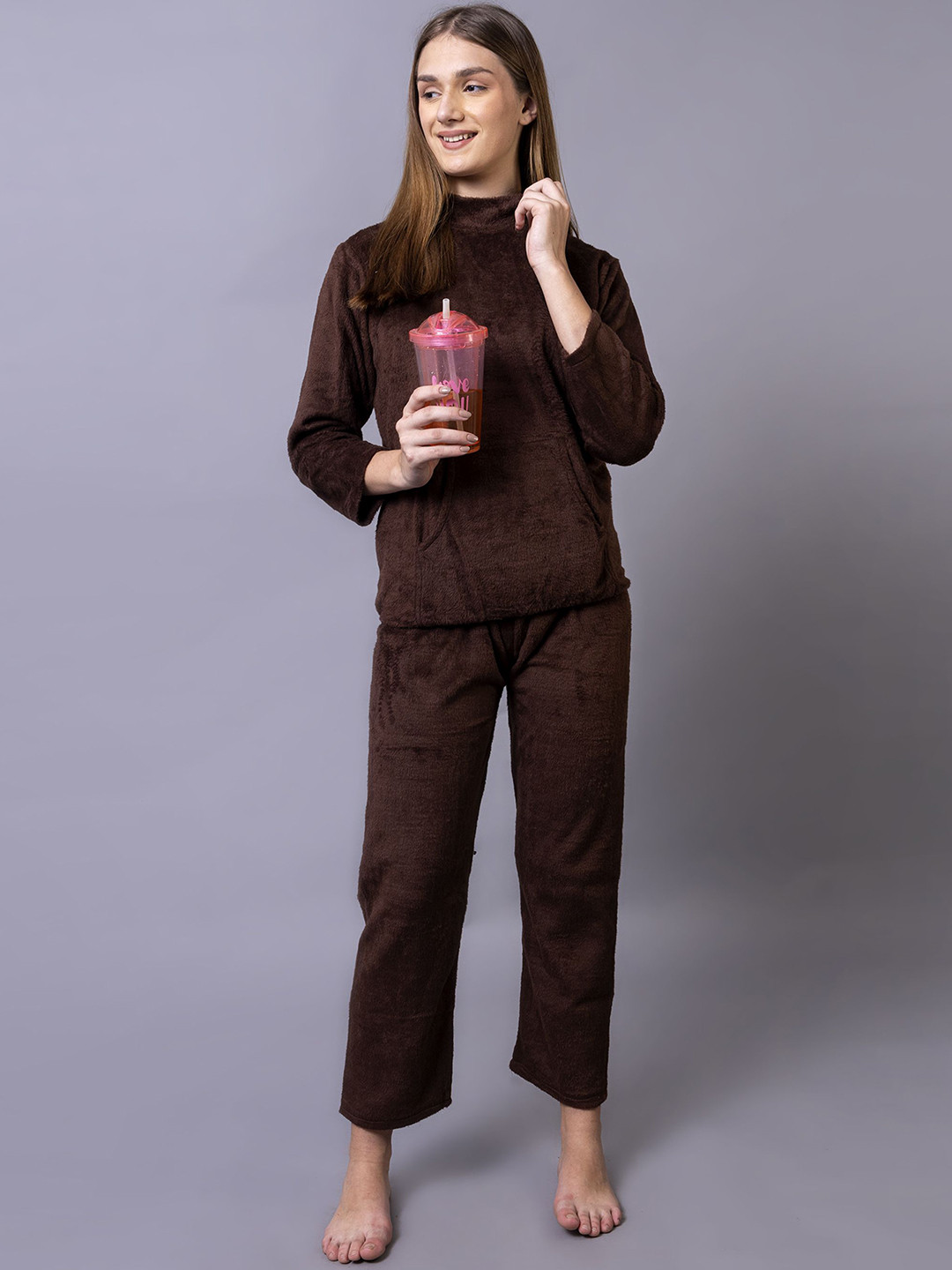 

AVYAY Women Woolen Night suit, Coffee brown