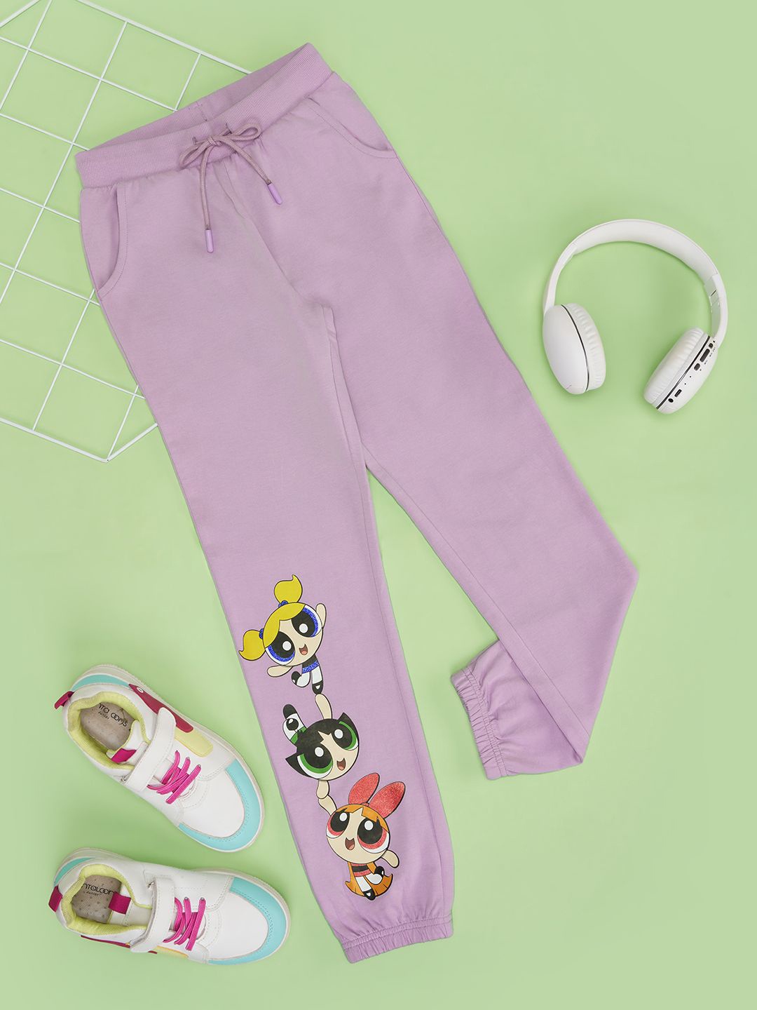 

Pantaloons Junior Girls Mid-Rise Cotton Joggers, Lavender