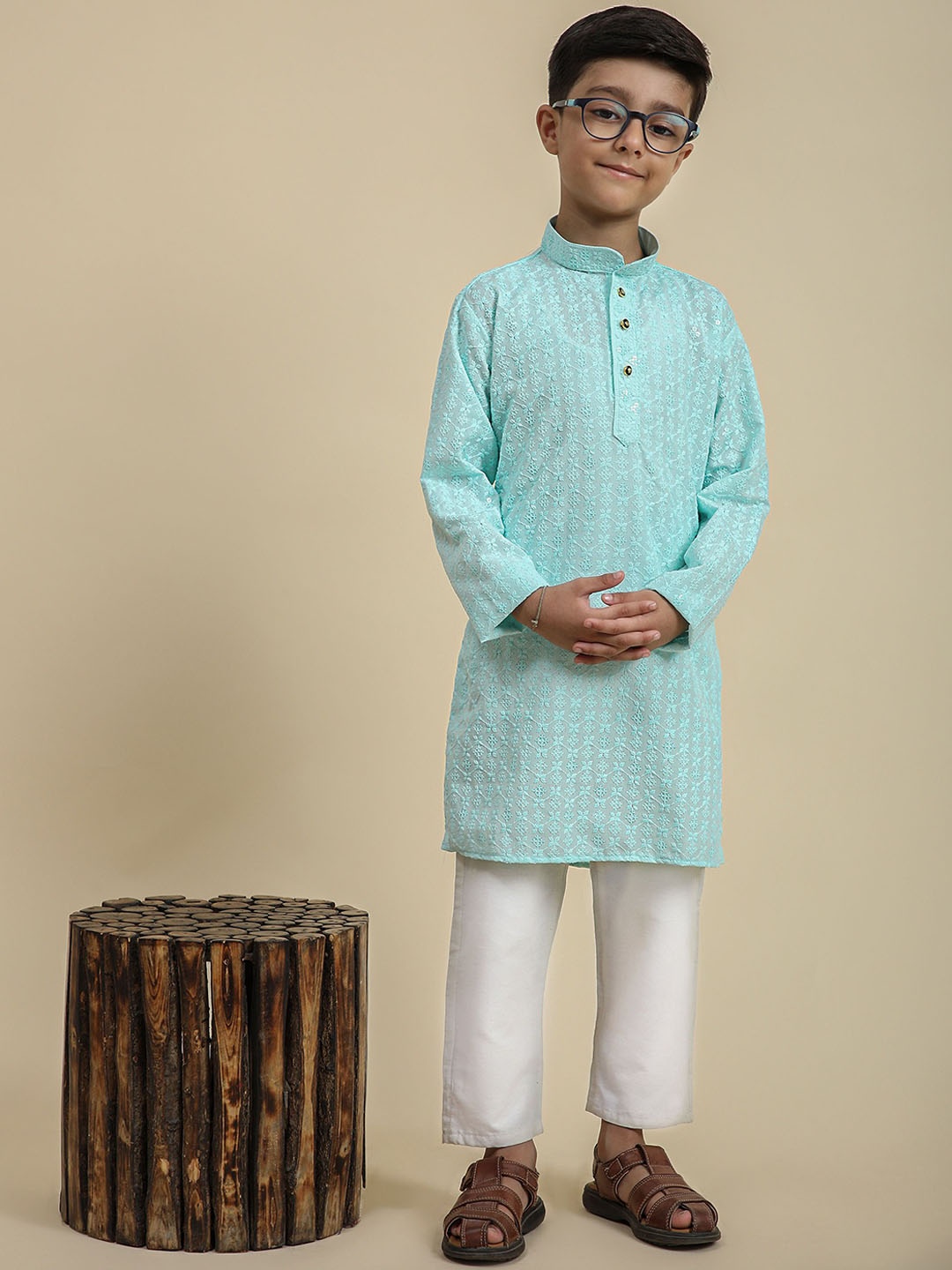 

Pro-Ethic STYLE DEVELOPER Boys Straight Kurta with Pyjamas, Turquoise blue