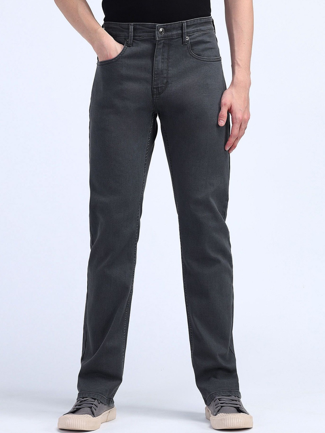 

Flying Machine Men Classic Relaxed Fit Stretchable Jeans, Grey