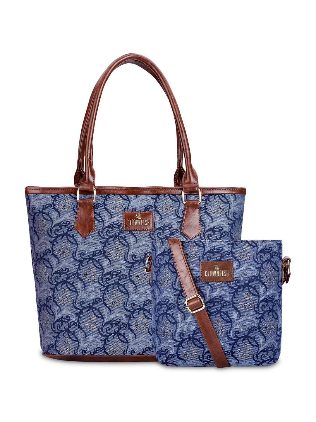 

THE CLOWNFISH Textured Shopper Handheld Bag, Blue