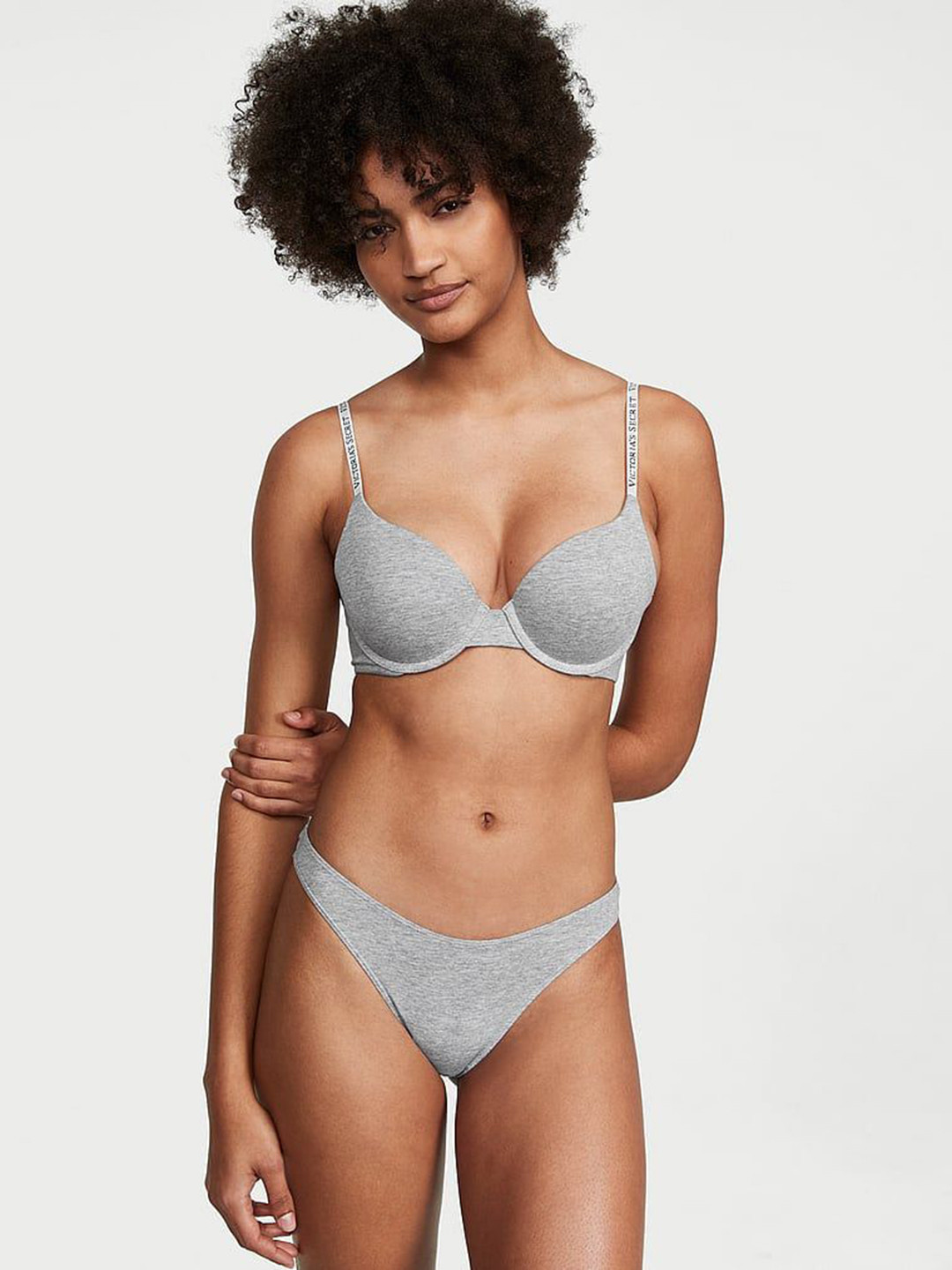 

Victoria's Secret Women Low-Rise Stretchable Scoop Thong Brief, Grey