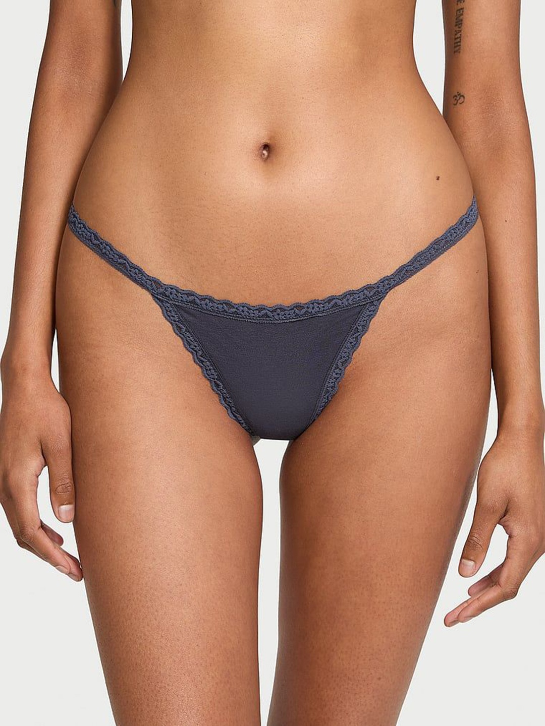 

Victoria's Secret Women Lace-Trim Low-Rise V-String Thong Brief, Blue