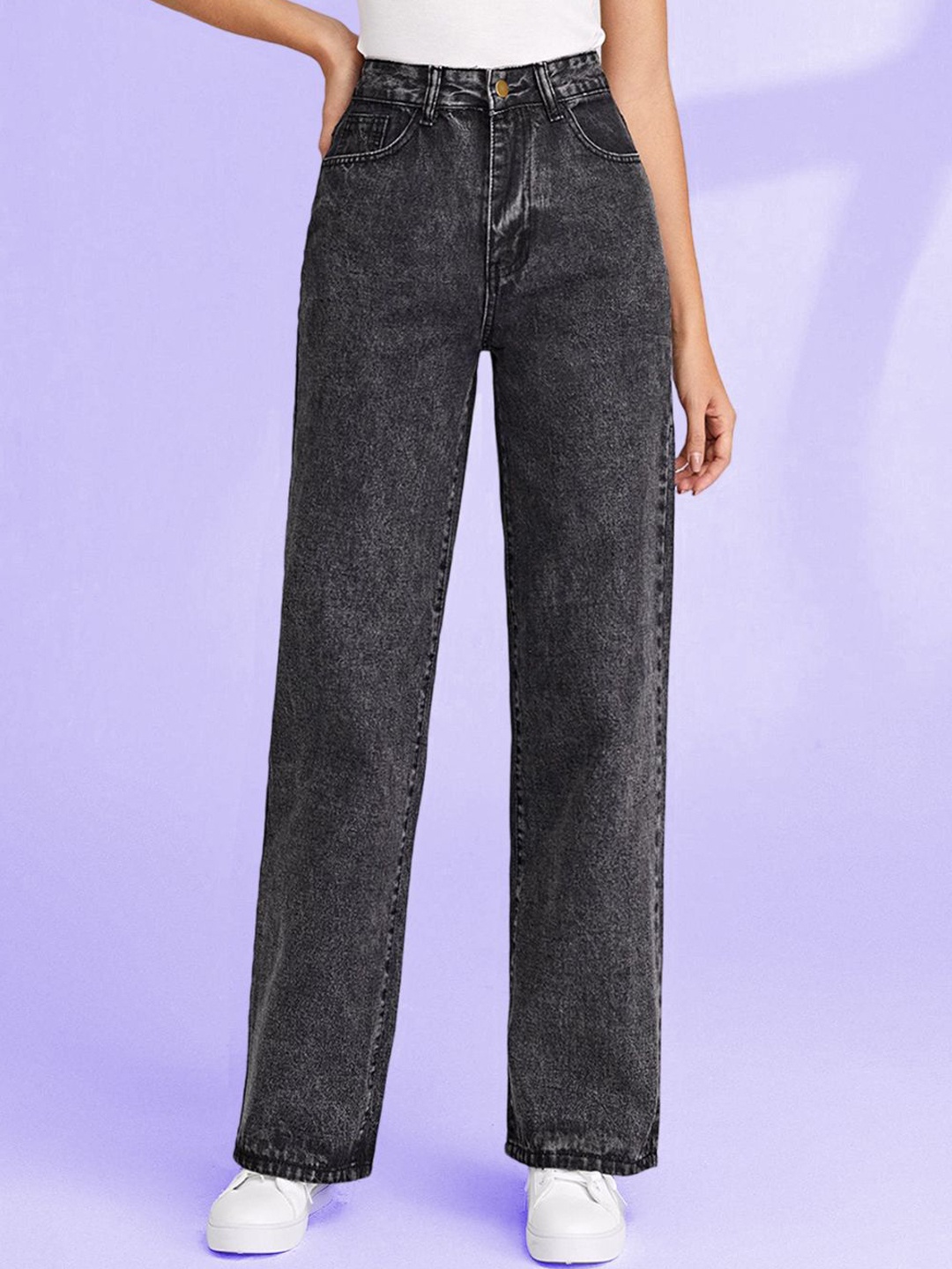 

Kotty Women Jean Straight Fit High-Rise Stretchable Jeans, Grey