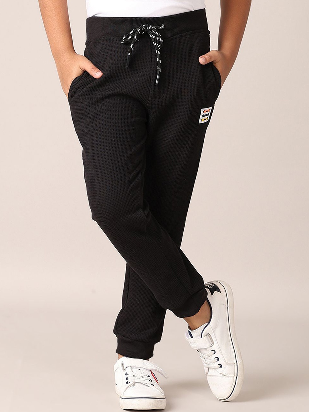 

V-Mart Boys Mid-Rise Cotton Joggers, Black