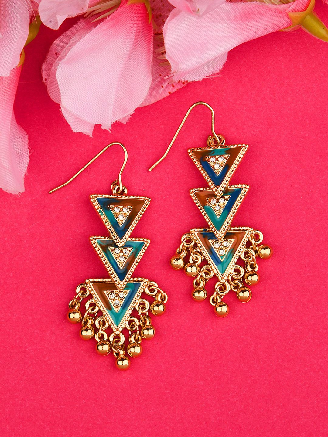 

Kalakrith Milano Beaded Triangular Drop Earrings, Gold