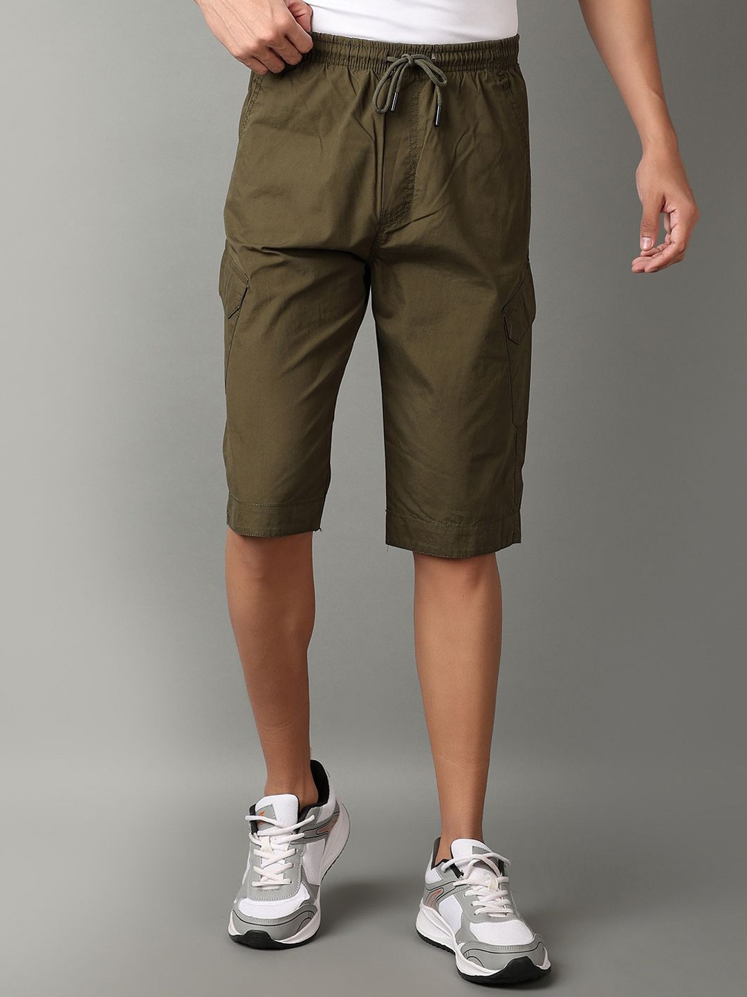 

V-Mart Men Solid Regular Fit Shorts, Olive